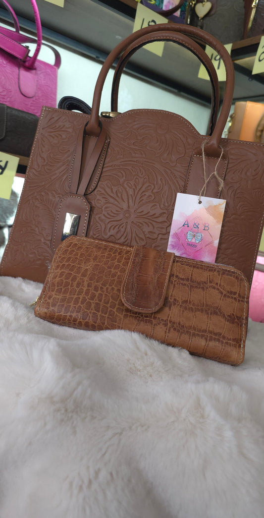 Leather Handbag With Large Wallet