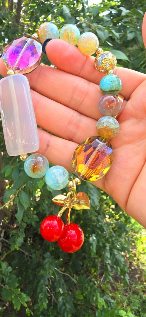Natural Stones Cherry Beaded Bracelet