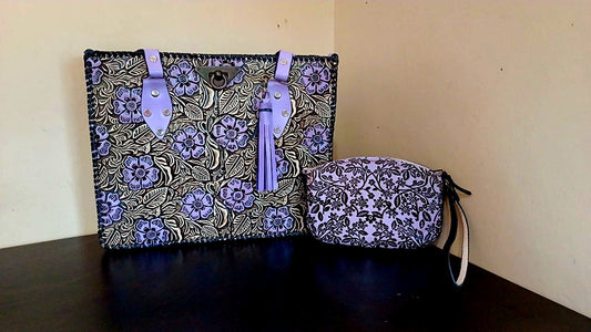 Western Hand tooled Leather Purse with Pouch