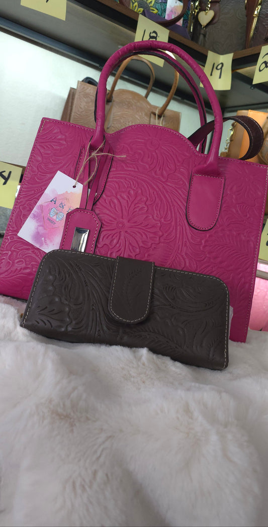 Leather Handbag With Large Wallet