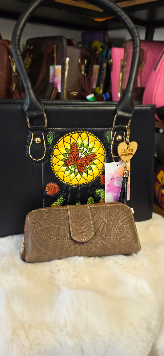 Dreamcatcher Leather Handbag with Large Wallet