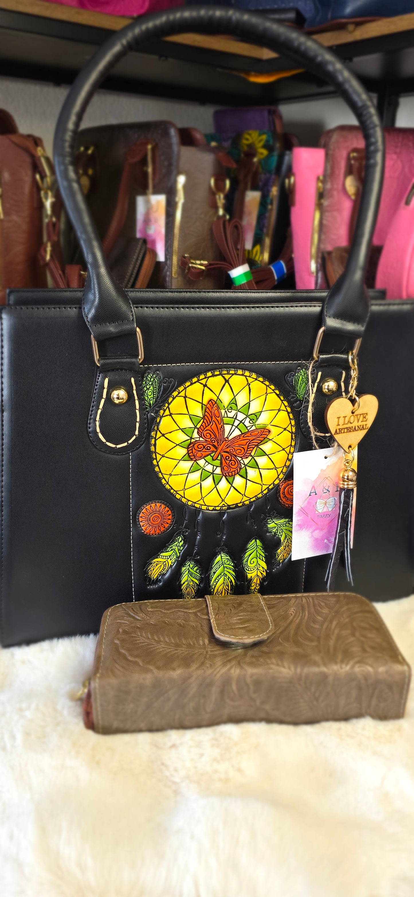 Dreamcatcher Leather Handbag with Large Wallet