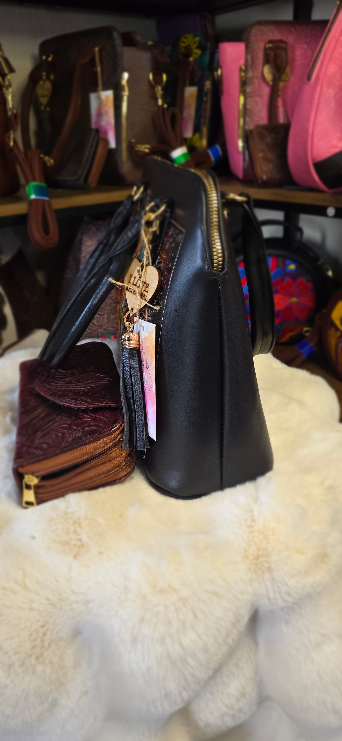 Watercolor Wolf Style Leather handbag