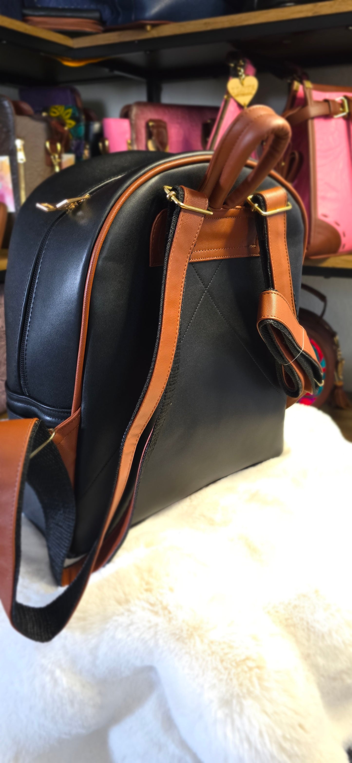 Black Backpack With Colorful mandala design