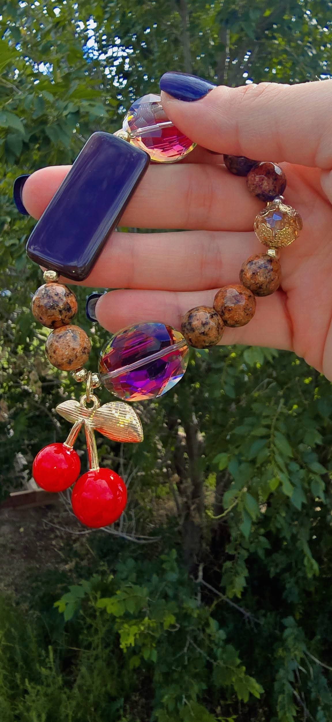 Natural Stones Cherry Beaded Bracelet