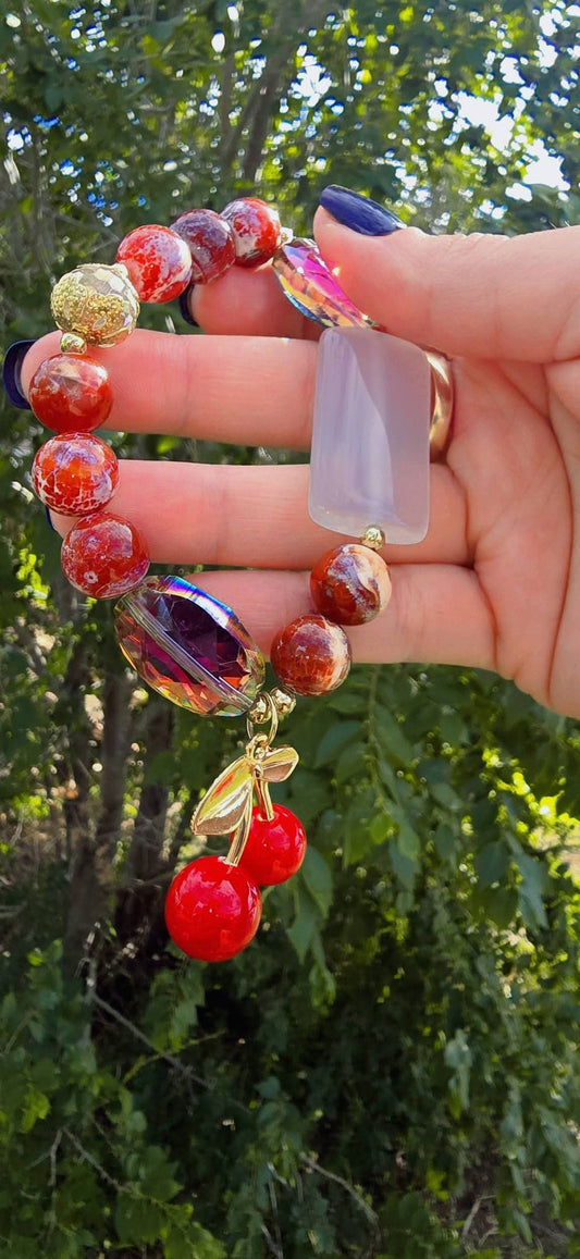 Natural Stones Cherry Beaded Bracelet