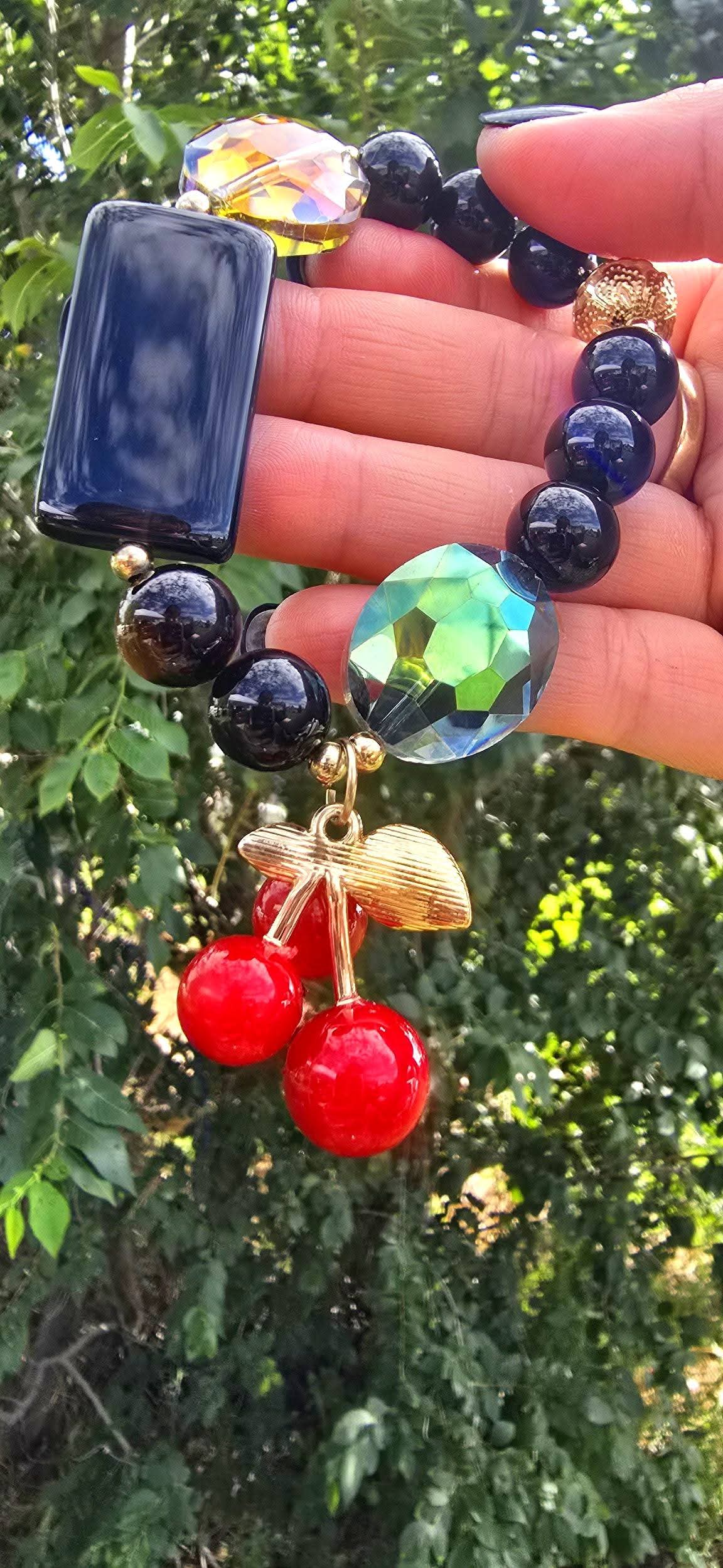 Natural Stones Cherry Beaded Bracelet