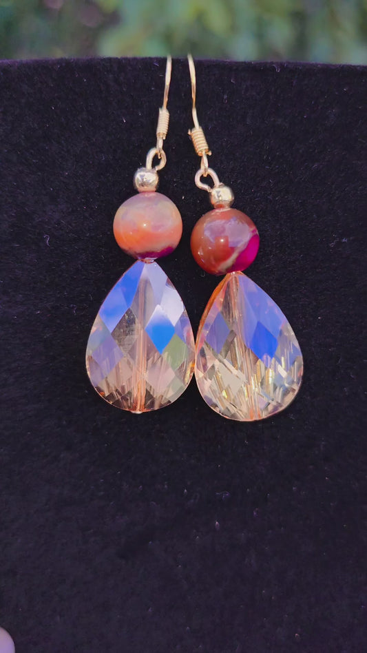 Natural Stones Heart Necklace with earrings